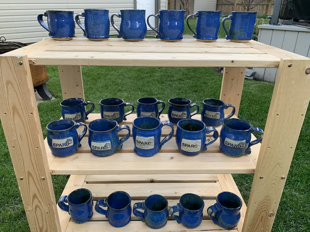 Custom pottery mug order for a local business.